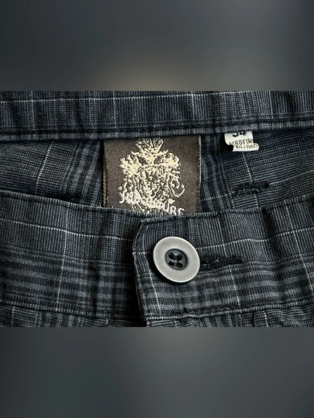 Subculture Men's Gray & Black Plaid Casual Shorts
